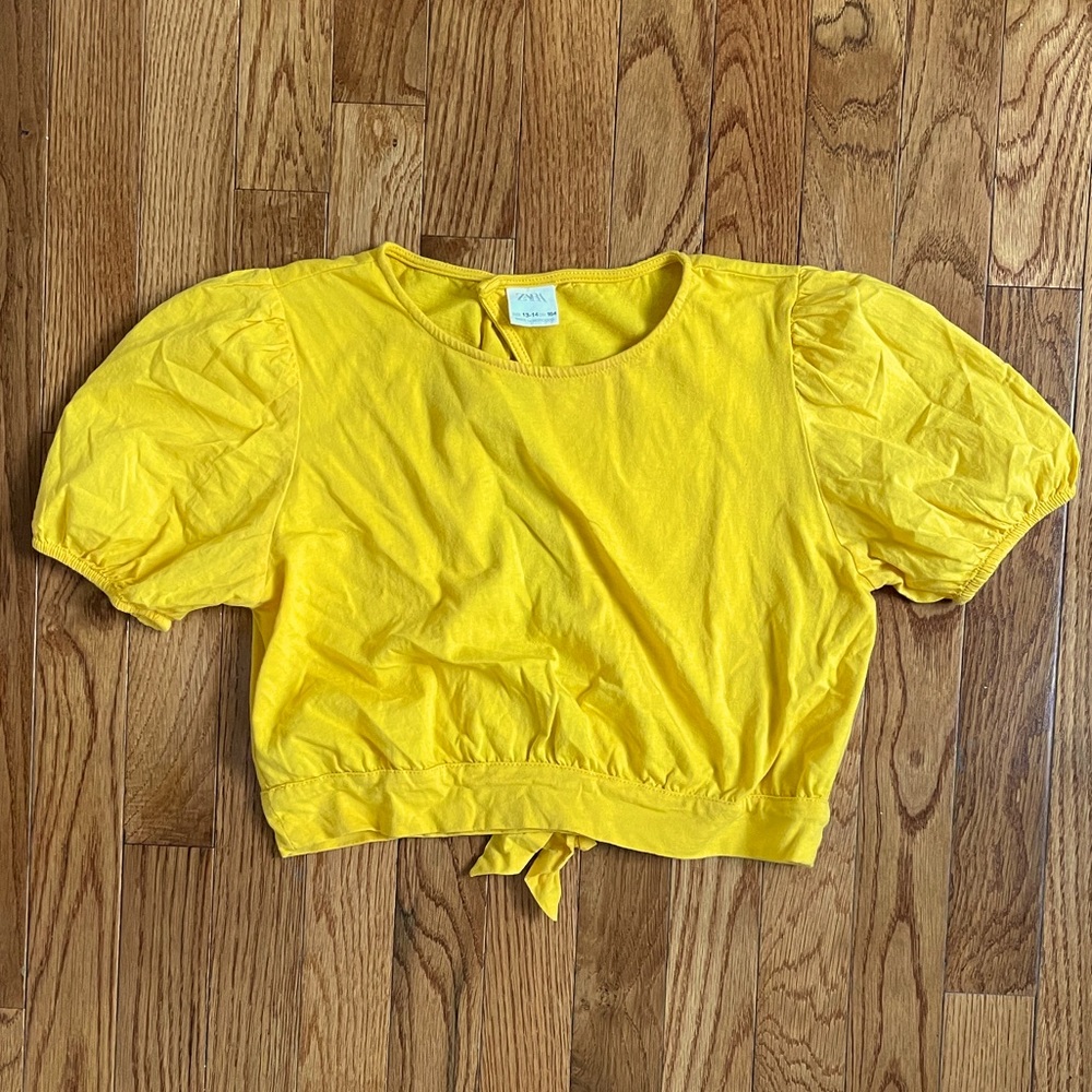 Zara girls puffer sleeves crop top